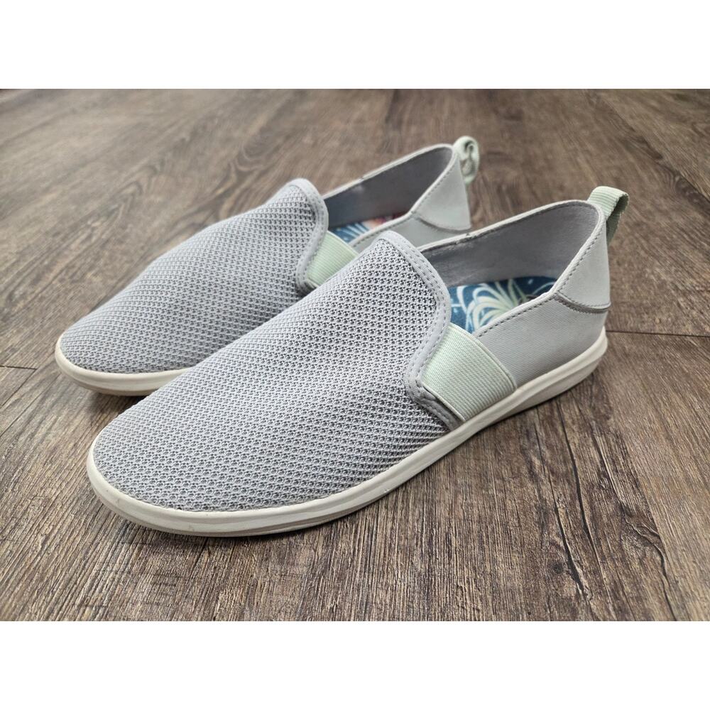 OLUKAI Womens Hale IWA Slip-On Pale Gray Moss Shoes Sneakers Size 7